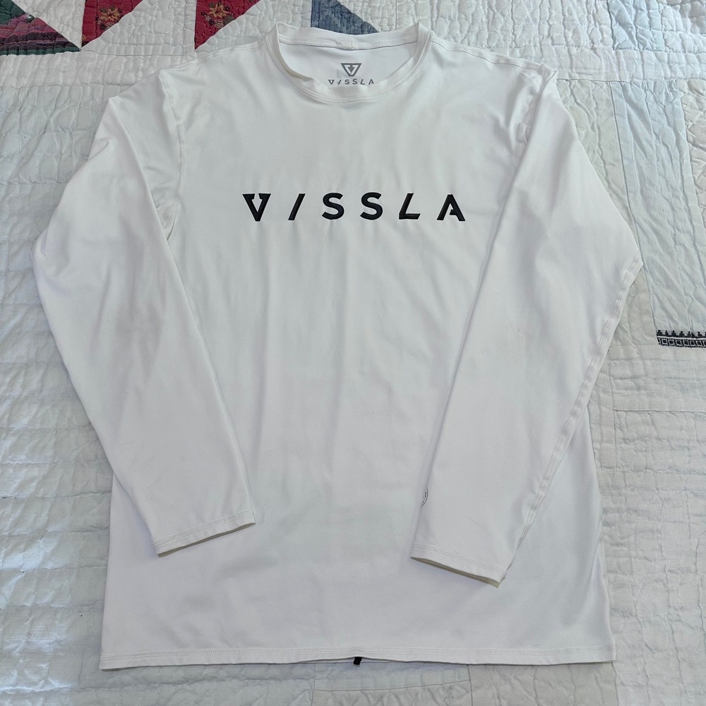 Vissla Long Sleeve Rash Guard White Men's Large Sun Protection Swim Shirt